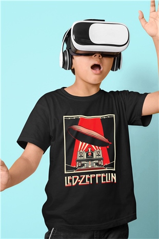 Led Zeppelin Baskılı Siyah Unisex Çocuk Tişört