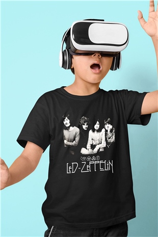 Led Zeppelin Baskılı Siyah Unisex Çocuk Tişört