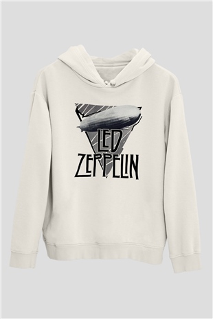Led Zeppelin Beyaz Unisex Kapşonlu Sweatshirt