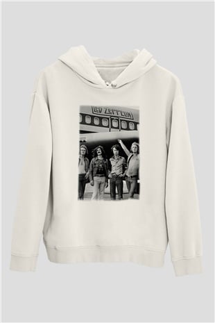 Led Zeppelin Beyaz Unisex Kapşonlu Sweatshirt