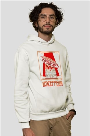 Led Zeppelin Beyaz Unisex Kapşonlu Sweatshirt