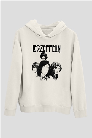 Led Zeppelin Beyaz Unisex Kapşonlu Sweatshirt