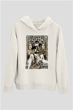 Led Zeppelin Beyaz Unisex Kapşonlu Sweatshirt