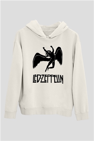 Led Zeppelin Beyaz Unisex Kapşonlu Sweatshirt