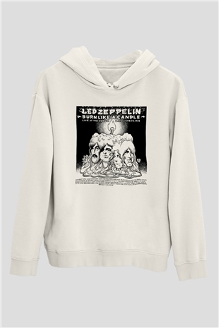 Led Zeppelin Beyaz Unisex Kapşonlu Sweatshirt