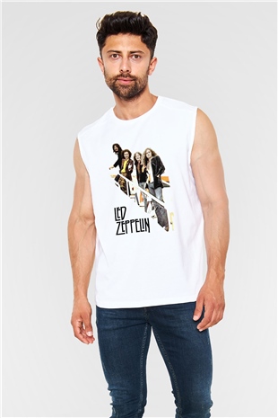 Led Zeppelin Beyaz Unisex Kolsuz Tişört