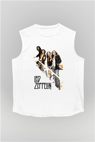 Led Zeppelin Beyaz Unisex Kolsuz Tişört