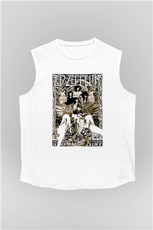 Led Zeppelin Beyaz Unisex Kolsuz Tişört