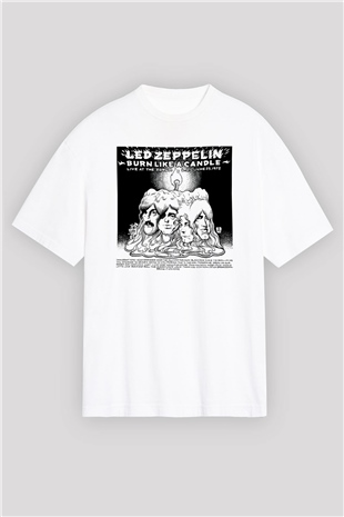 Led Zeppelin Beyaz Unisex Oversize Tişört T-Shirt