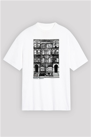 Led Zeppelin Beyaz Unisex Oversize Tişört T-Shirt