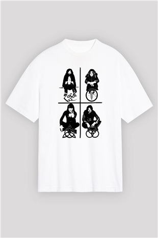 Led Zeppelin Beyaz Unisex Oversize Tişört T-Shirt