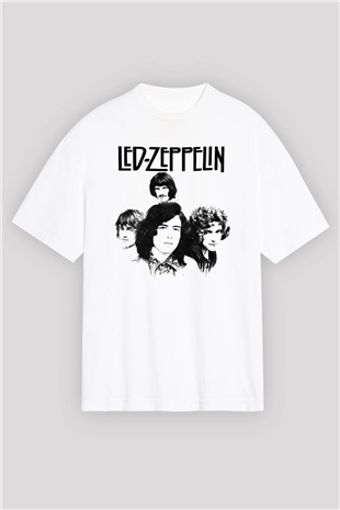 Led Zeppelin Beyaz Unisex Oversize Tişört T-Shirt