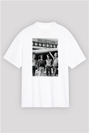 Led Zeppelin Beyaz Unisex Oversize Tişört T-Shirt