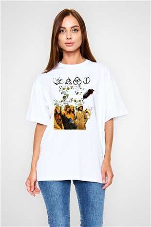 Led Zeppelin Beyaz Unisex Oversize Tişört T-Shirt