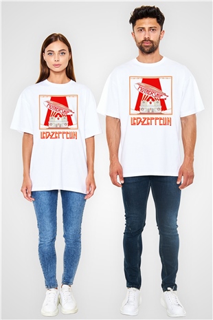 Led Zeppelin Beyaz Unisex Oversize Tişört T-Shirt