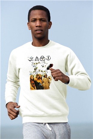 Led Zeppelin Beyaz Unisex Sweatshirt