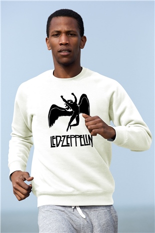 Led Zeppelin Beyaz Unisex Sweatshirt