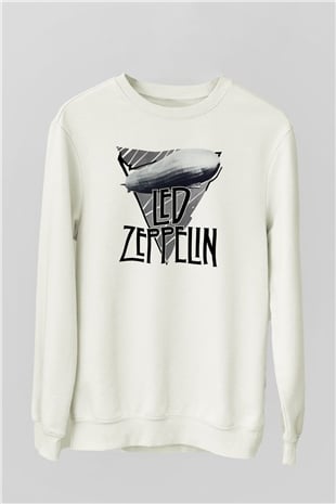 Led Zeppelin Beyaz Unisex Sweatshirt