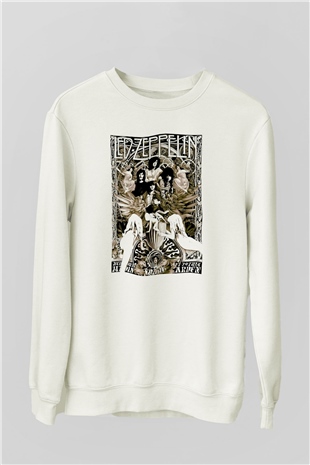 Led Zeppelin Beyaz Unisex Sweatshirt