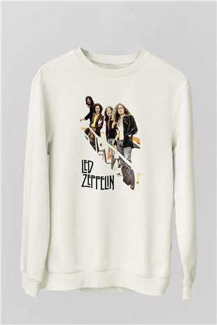 Led Zeppelin Beyaz Unisex Sweatshirt