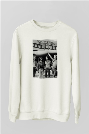 Led Zeppelin Beyaz Unisex Sweatshirt
