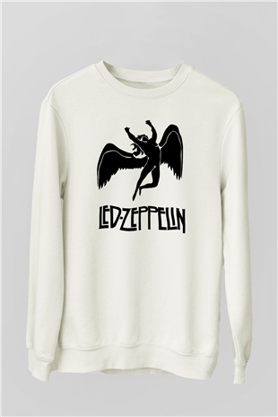 Led Zeppelin Beyaz Unisex Sweatshirt