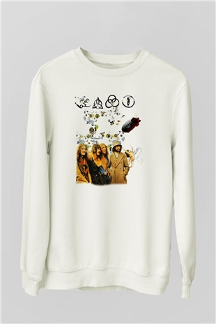 Led Zeppelin Beyaz Unisex Sweatshirt