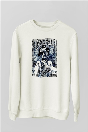 Led Zeppelin Beyaz Unisex Sweatshirt