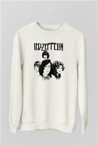 Led Zeppelin Beyaz Unisex Sweatshirt