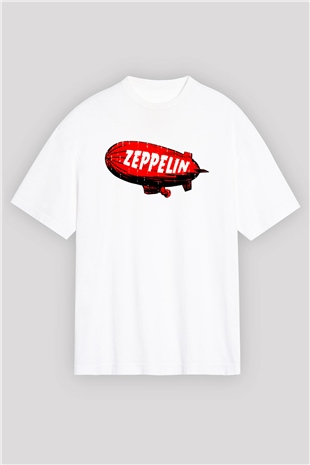 Led Zeppelin Beyaz Oversize Tişört Oversize T-shirt - TişörtFabrikası
