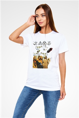 Led Zeppelin Beyaz Unisex Tişört T-Shirt - TişörtFabrikası