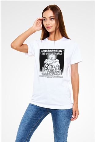 Led Zeppelin Beyaz Unisex Tişört T-Shirt - TişörtFabrikası
