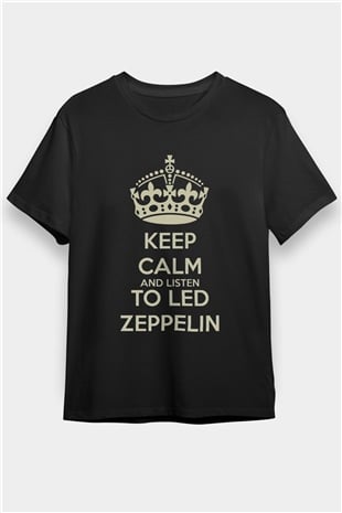 Led Zeppelin Keep Calm And Listen To Led Zeppelin Siyah Unisex Tişört T-Shirt - TişörtFabrikası