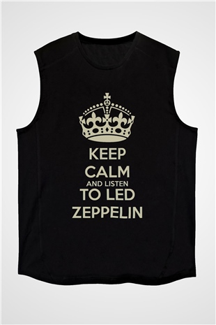 Led Zeppelin Keep Calm And Listen To Led Zeppelin Siyah Unisex Kolsuz Tişört