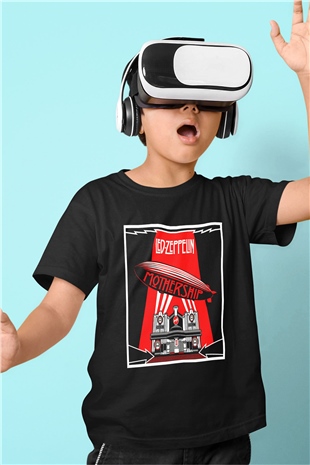 Led Zeppelin Mothership Baskılı Siyah Unisex Çocuk Tişört