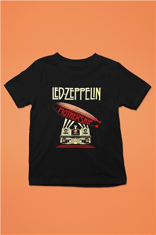 Led Zeppelin Mothership Baskılı Siyah Unisex Çocuk Tişört