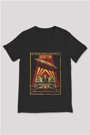 Led Zeppelin Mothership Siyah Unisex V Yaka Tişört T-Shirt