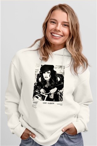 Lee Aaron Beyaz Unisex Kapşonlu Sweatshirt
