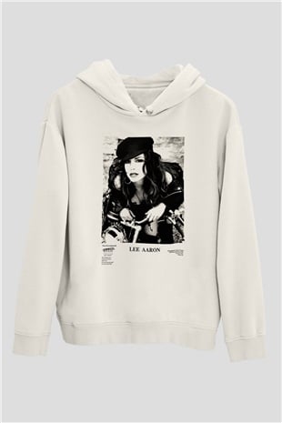 Lee Aaron Beyaz Unisex Kapşonlu Sweatshirt