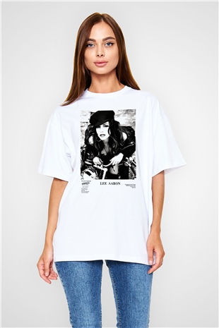 Lee Aaron Beyaz Unisex Oversize Tişört T-Shirt