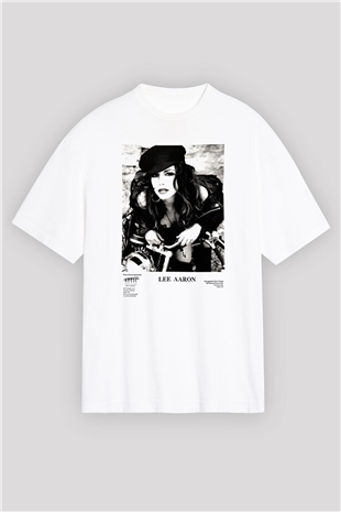 Lee Aaron Beyaz Unisex Oversize Tişört T-Shirt