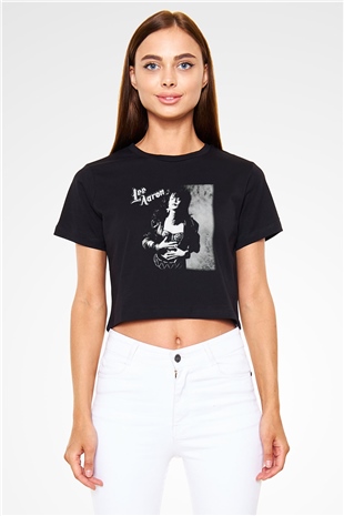 Lee Aaron Siyah Crop Top Tişört