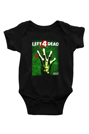 Left 4 Dead Baskılı Siyah Bebek Body - Zıbın
