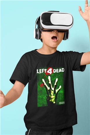 Left 4 Dead Baskılı Siyah Unisex Çocuk Tişört