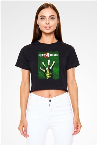 Left 4 Dead Siyah  Crop Top Tişört