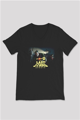Left 4 Dead Siyah Unisex V Yaka Tişört