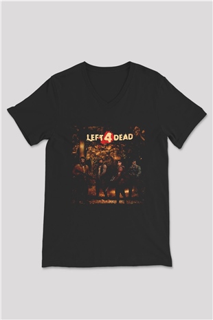 Left 4 Dead Siyah Unisex V Yaka Tişört