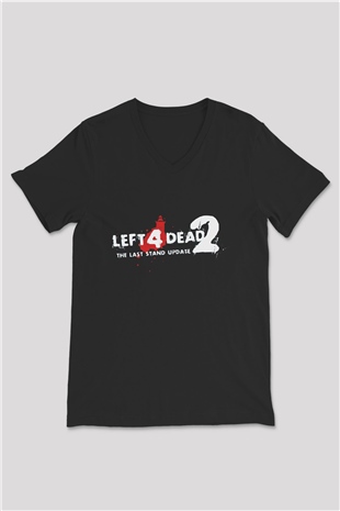 Left 4 Dead Siyah Unisex V Yaka Tişört