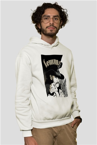 Lemmy Beyaz Unisex Kapşonlu Sweatshirt