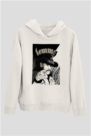 Lemmy Beyaz Unisex Kapşonlu Sweatshirt